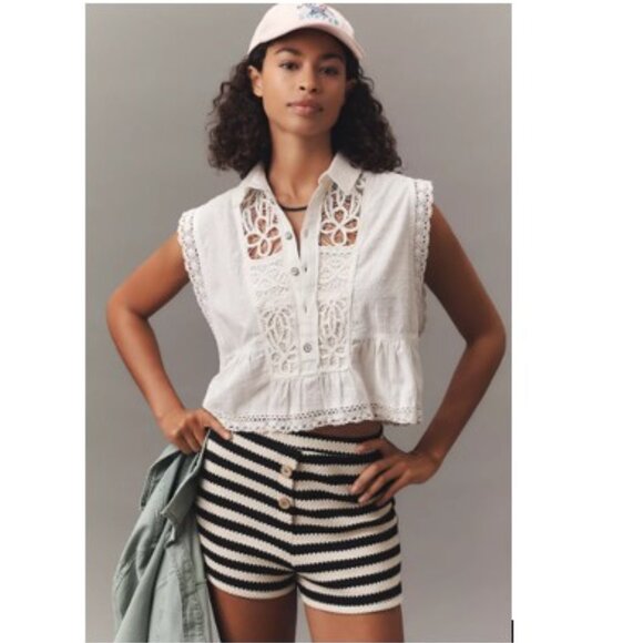 Anthropologie Pilcro Cropped Swing Blouse in White – Size Large – NWT - Picture 2 of 6